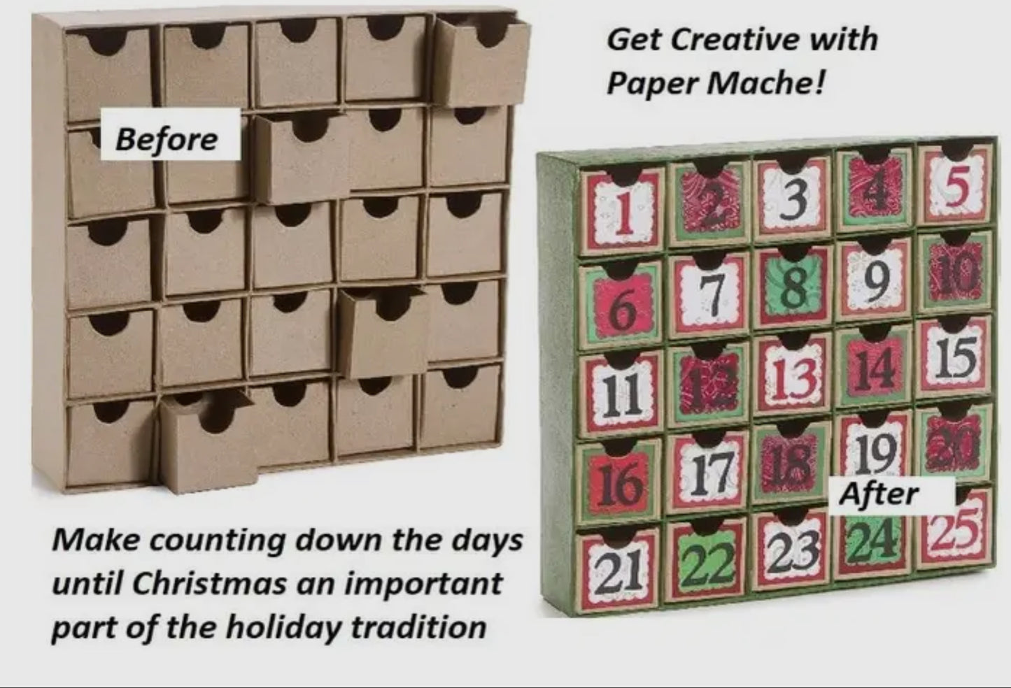 Paper Mache Advent Countdown Box