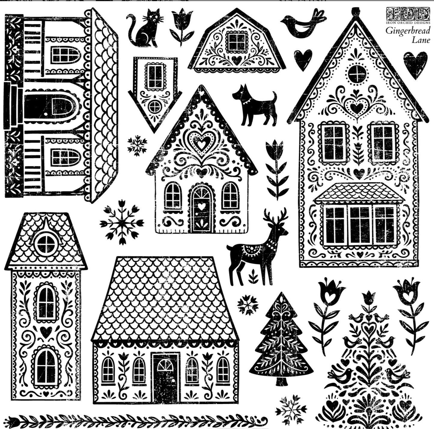 Gingerbread Lane 12x12 IOD Stamp