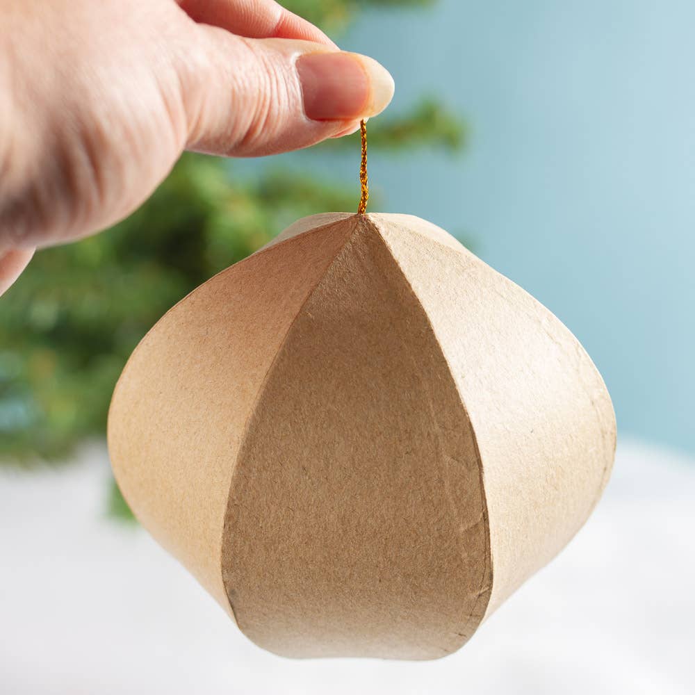Paper Mache 6 Sided Ornament 3-3/4”