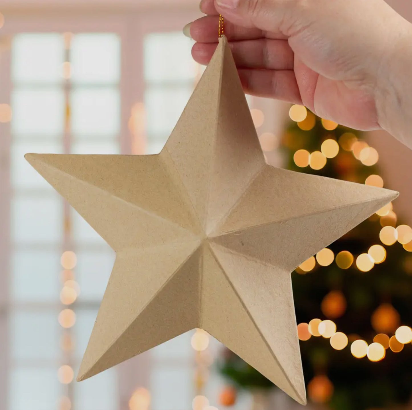 Paper Mache Dimensional Star Ornament 9”x9”