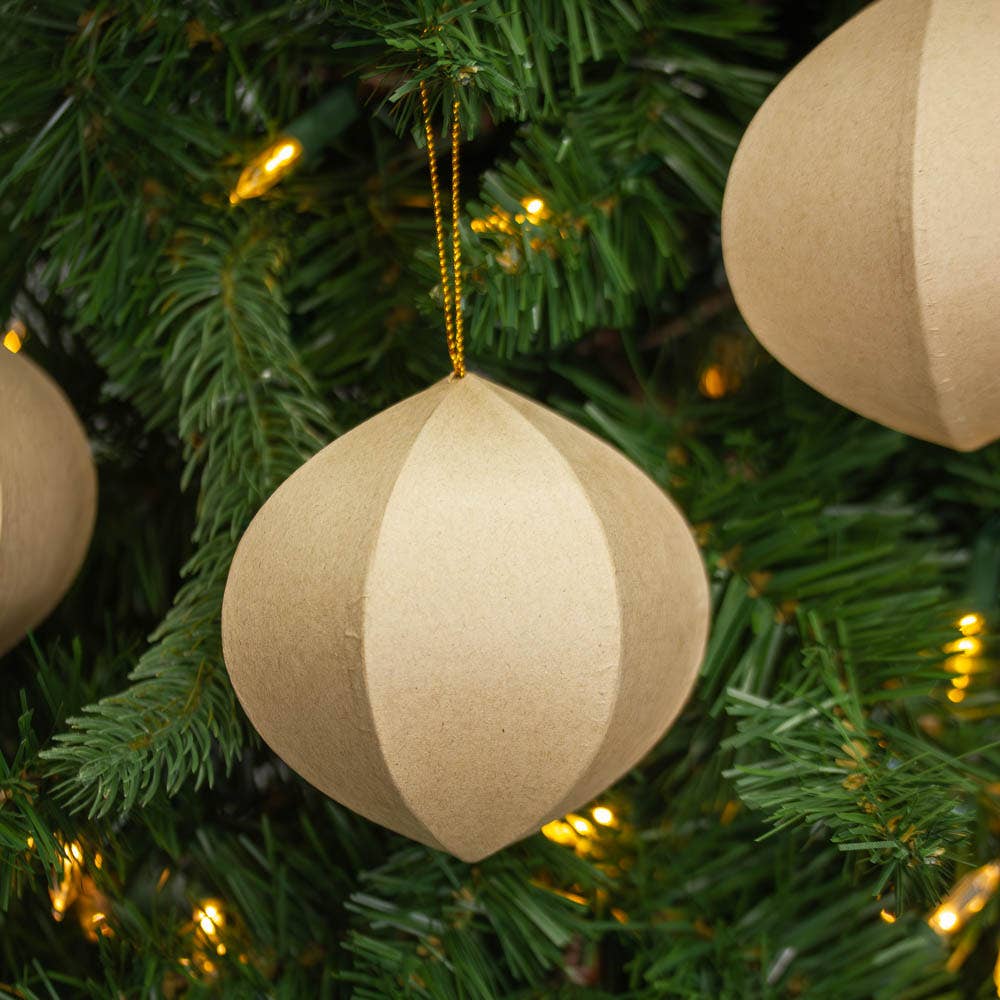 Paper Mache 6 Sided Ornament 3-3/4”