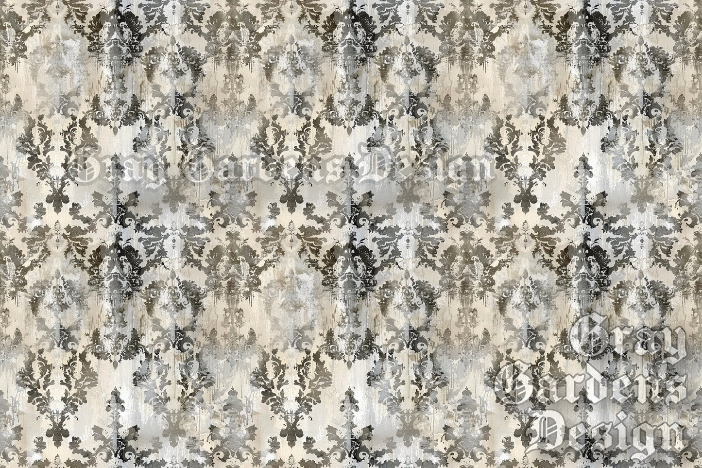 Distressed Damask Decoupage Paper