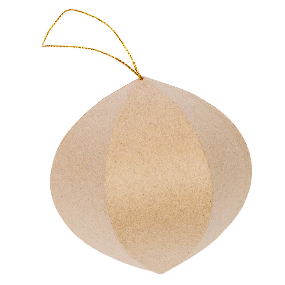 Paper Mache 6 Sided Ornament 3-3/4”