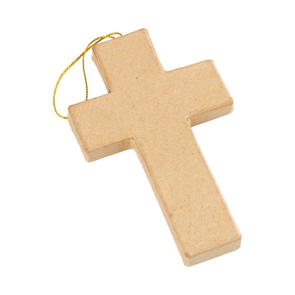 Paper Mache Cross Ornament 5”