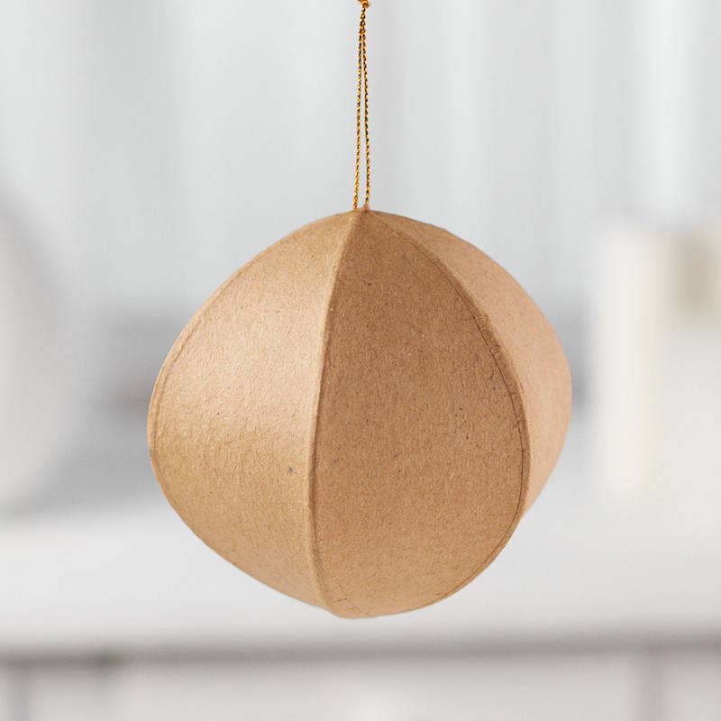 Paper Mache 6 Sided Ornament 3-3/4”
