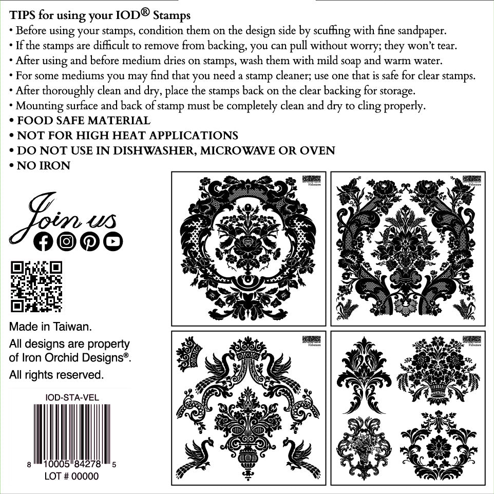 Velveteen 6x6 IOD Stamps