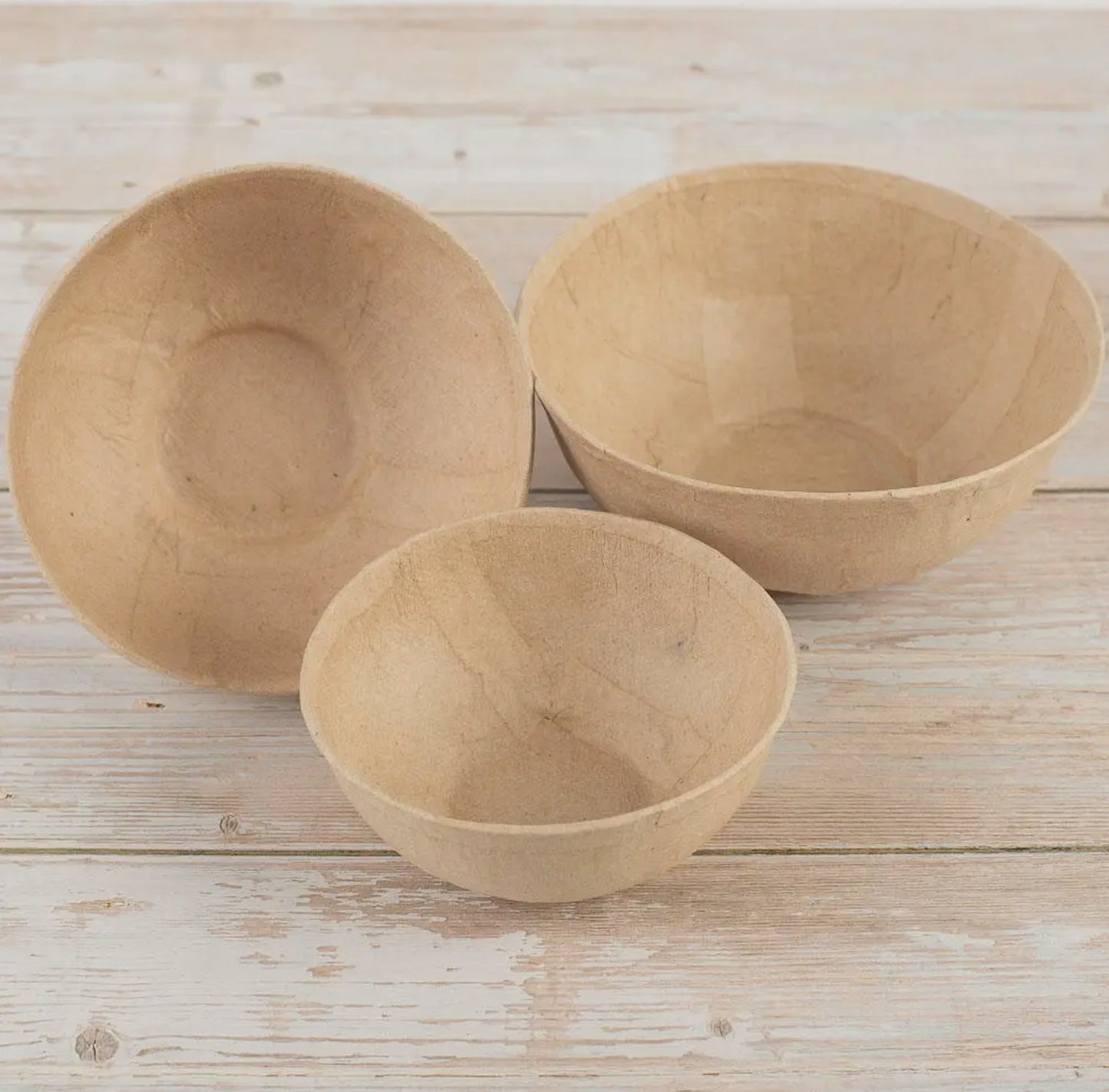 Paper Mache Natural Kraft Decorative Bowls (Set of 3)