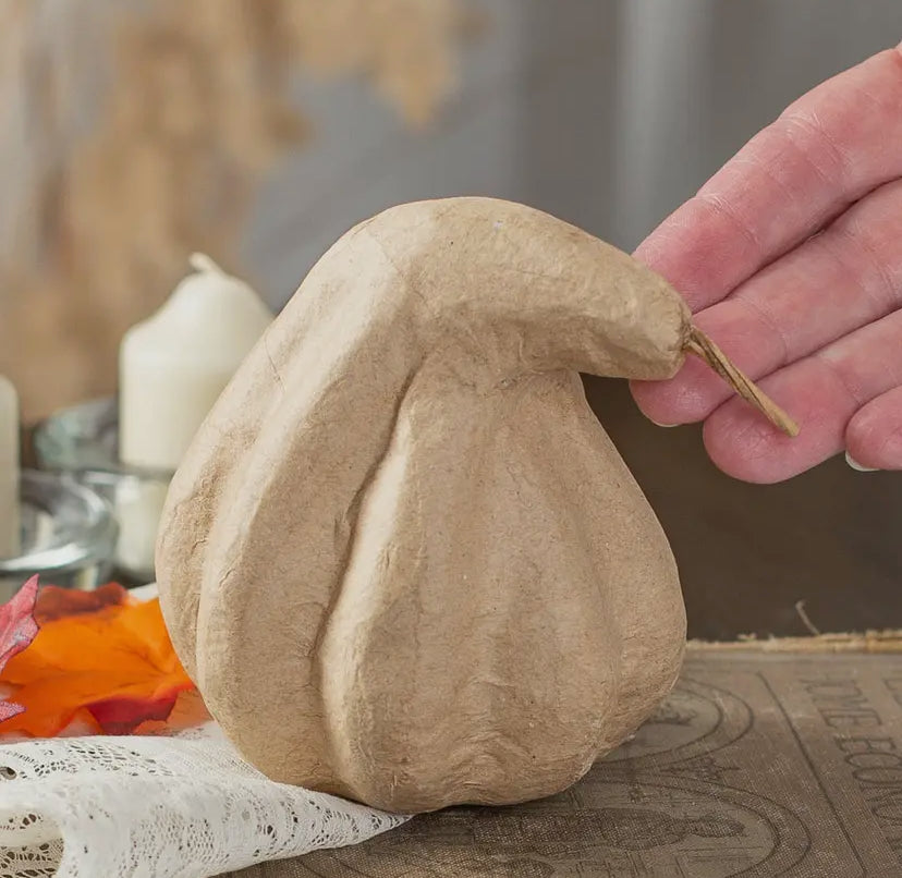 Paper Mache Pumpkin Gourd 4”H x 3”D