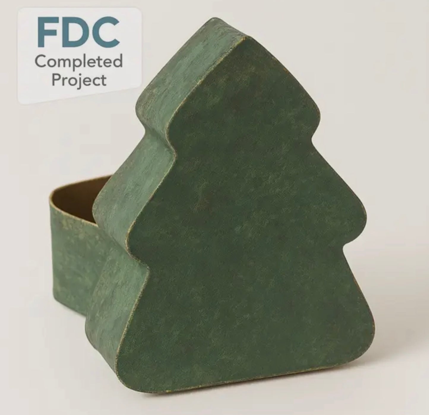 Paper Mache Christmas Tree Box 5.25”x4.25”