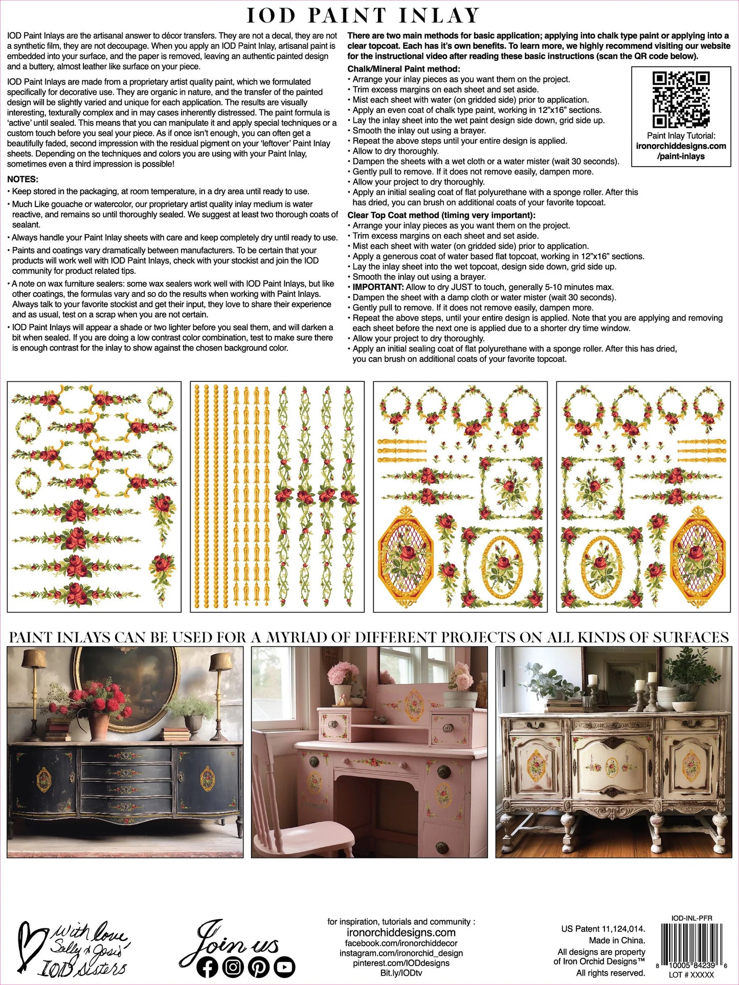 Petite Fleur Red IOD Paint Inlay Pad