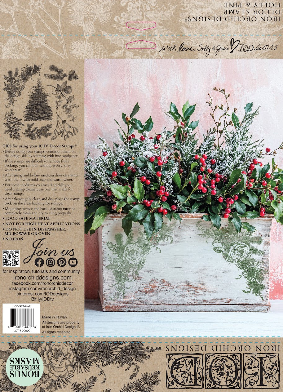Holly & Pine IOD Stamp