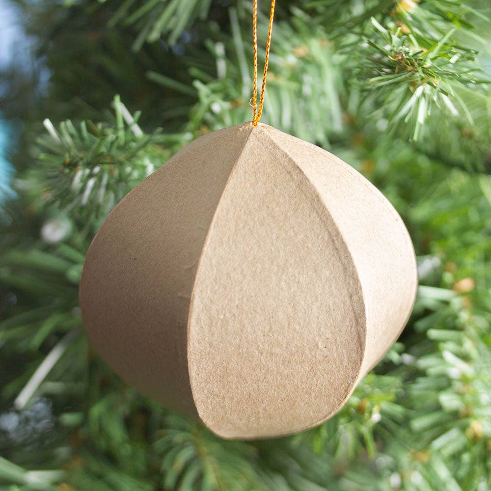 Paper Mache 6 Sided Ornament 3-3/4”