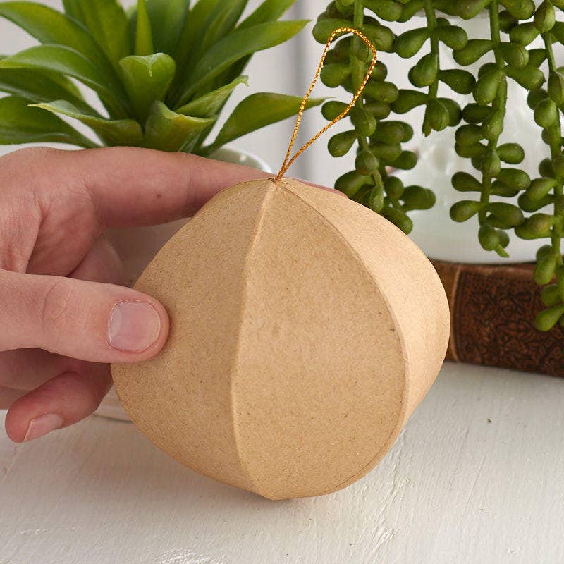 Paper Mache 6 Sided Ornament 3-3/4”