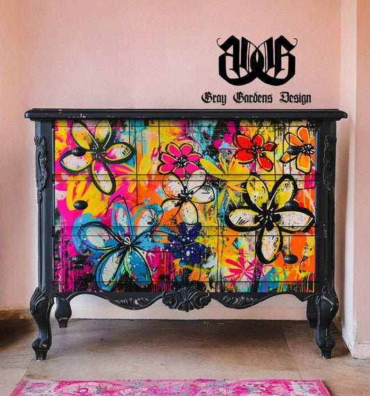 Graffiti Flowers Decoupage Paper