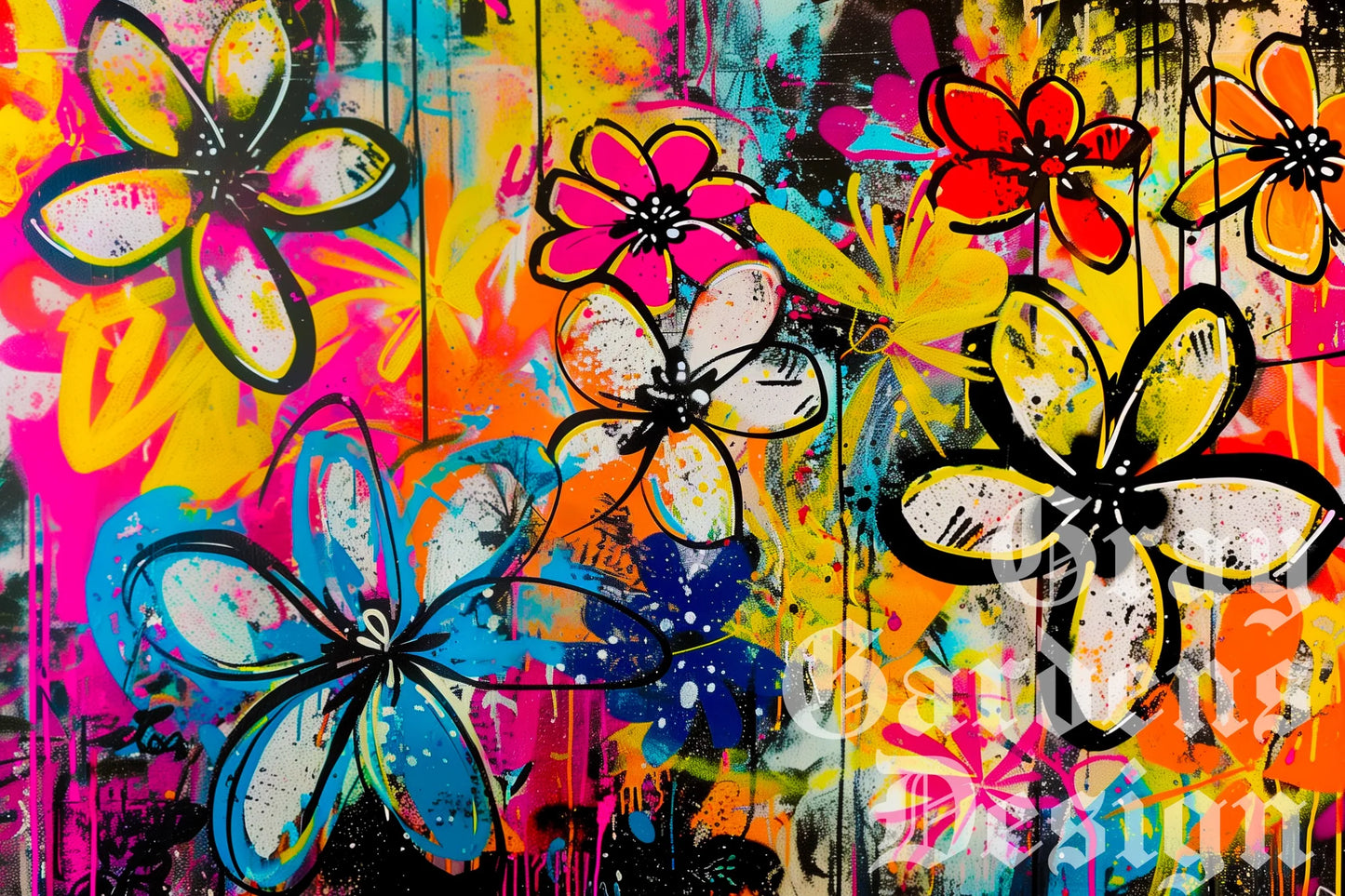 Graffiti Flowers Decoupage Paper