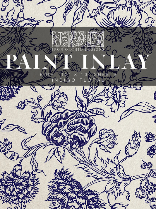 Indigo Floral IOD Paint Inlay Pad