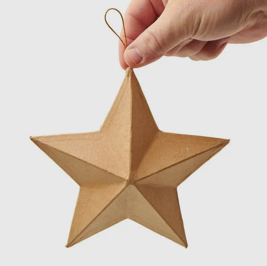 Paper Mache Dimensional Star Ornament 7”x7”