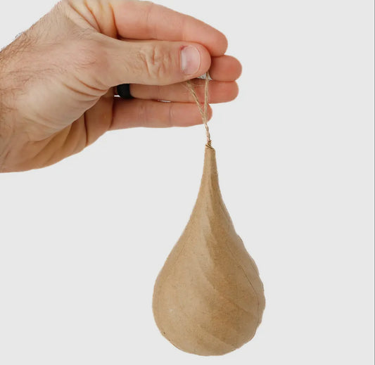 Paper Mache Teardrop Swirl Ornament 5-1/4”