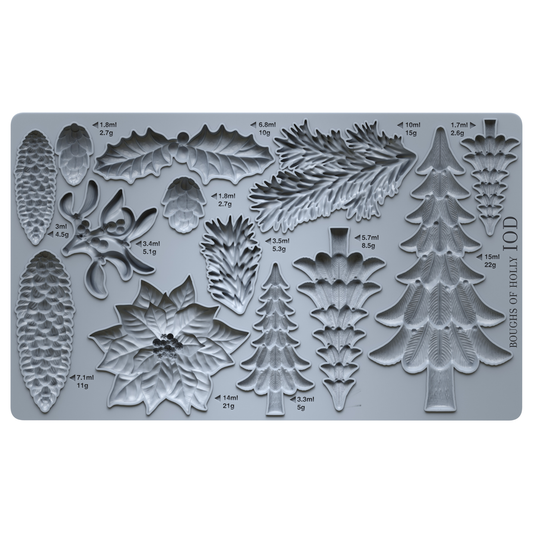 Boughs of Holly 6x10 IOD Mould