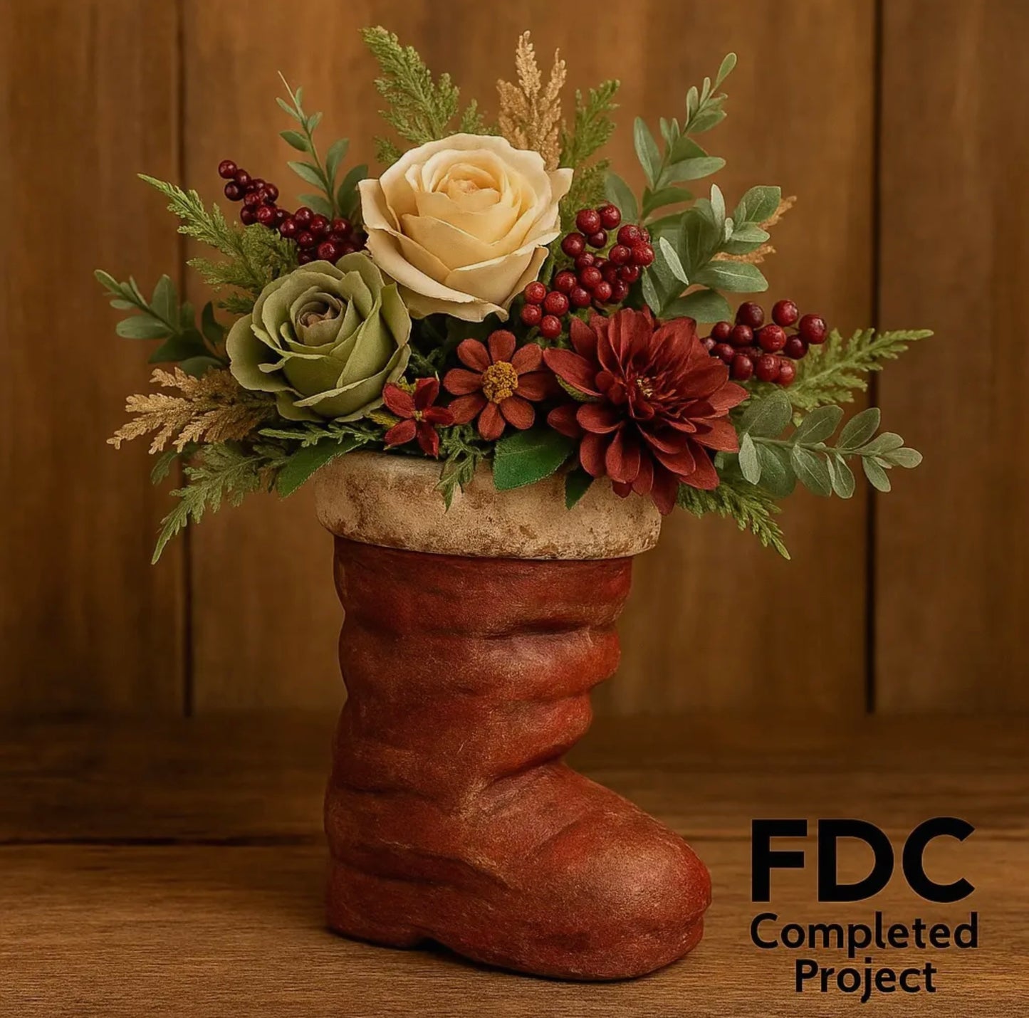 Paper Mache Santa Boot 11 1/2”