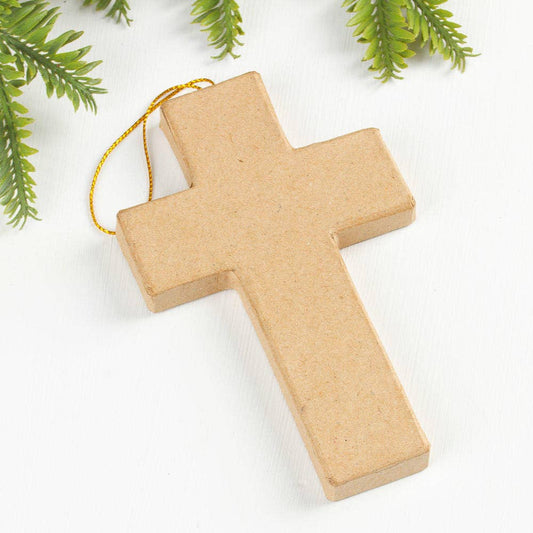 Paper Mache Cross Ornament 5”