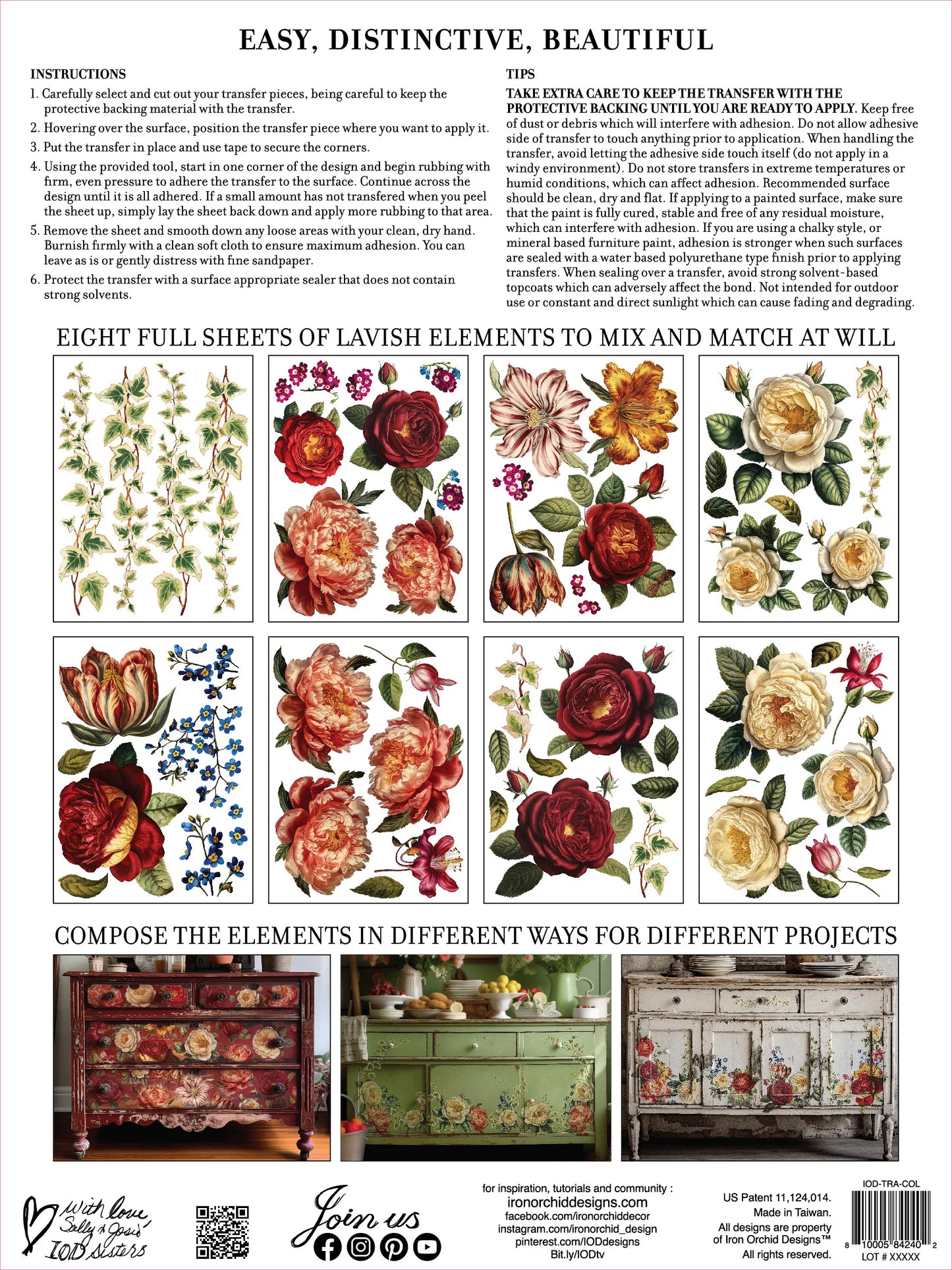 Collage de Fleurs IOD Transfer Pad