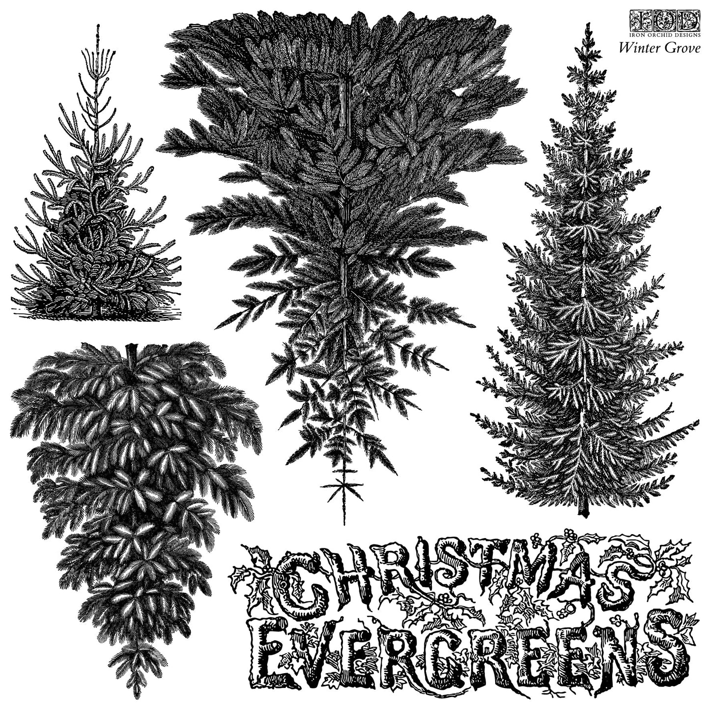 Winter Grove 12x12 IOD Stamp