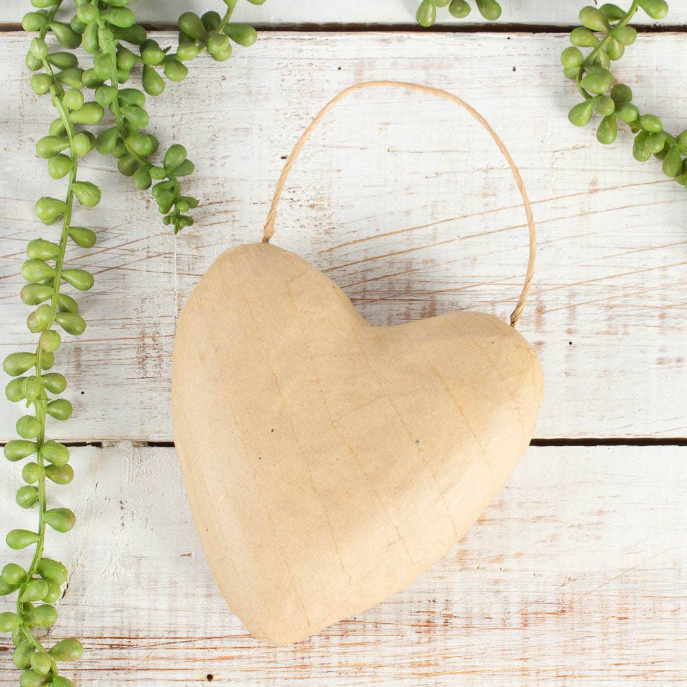 5"  Puffy Paper Mache Heart Ornaments