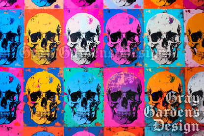 Pop Art Skulls Decoupage Paper