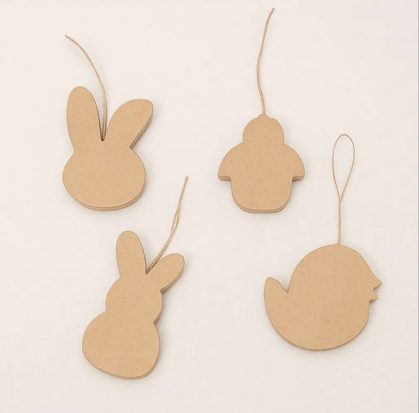 Paper Mache Spring Bunnie & Chicks Ornaments (Pack of 4)