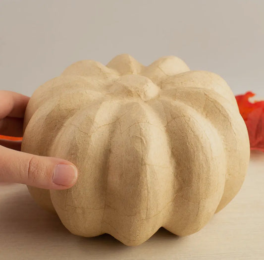 Paper Mache Pumpkin 4 1/4” H x 6 1/2” Dia