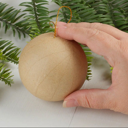 Paper Mache 3” Ball Ornament