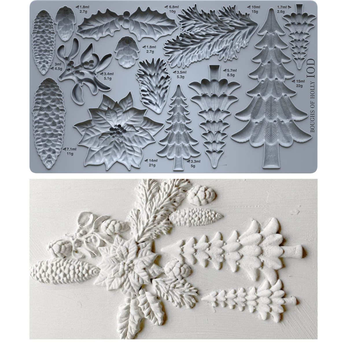 Boughs of Holly 6x10 IOD Mould