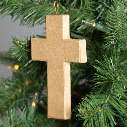 Paper Mache Cross Ornament 5”