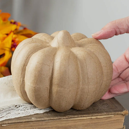Paper Mache Pumpkin 3 1/2” H x 4 1/2” Dia