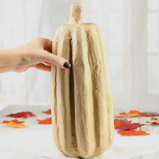 Paper Mache Tall Skinny Pumpkin 13 1/2”H x 5 1/2”Dia