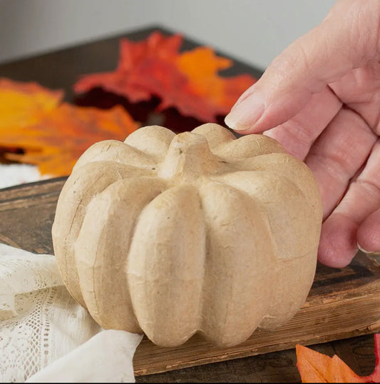 Paper Mache Pumpkin 2 1/2”H x 3 1/4”Dia