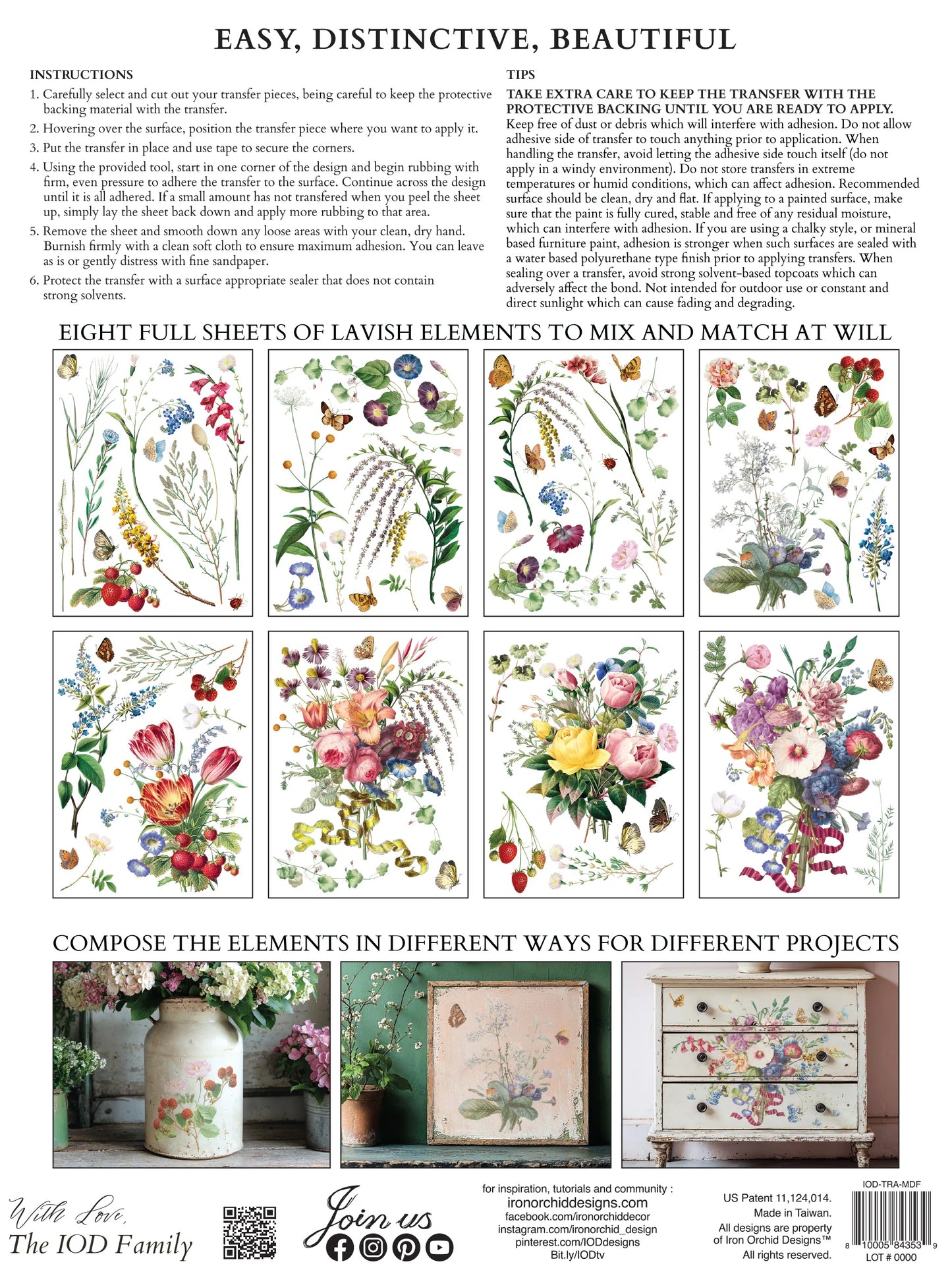 Marche’ des Fleurs IOD Transfer 12x16 Pad