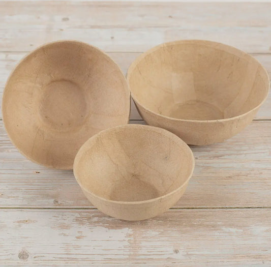 Paper Mache Natural Kraft Decorative Bowls (Set of 3)