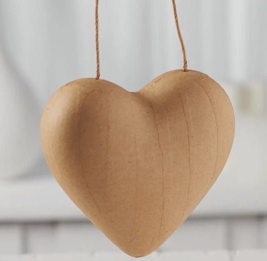 Paper Mache 5.5” Puffy Heart Ornament