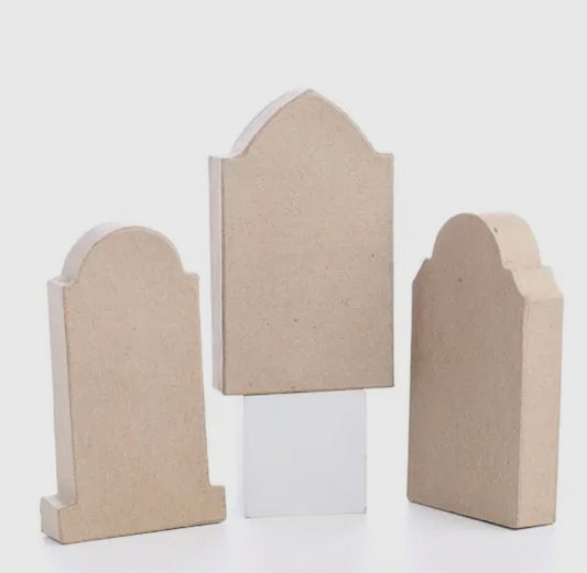 Paper Mache Set/3 Tombstones 3 1/2” W x 6” H