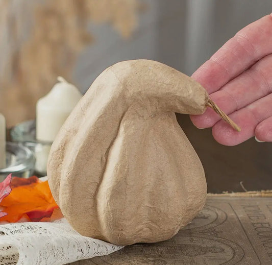 Paper Mache Pumpkin Gourd 4”H x 3”D