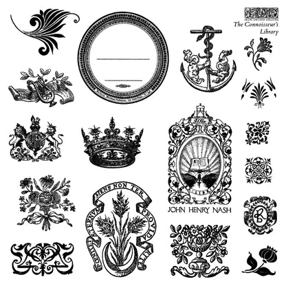 The Connoisseur’s Library IOD 6x6 Stamp Set