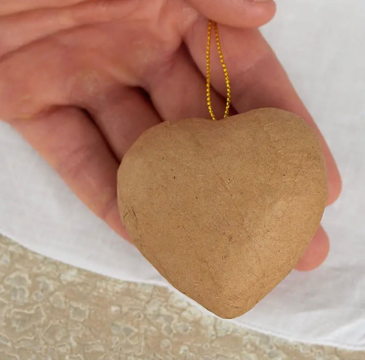 Paper Mache 3” Puffy Heart Ornament