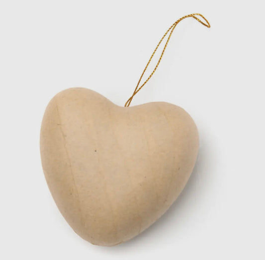 Paper Mache 3” Puffy Heart Ornament