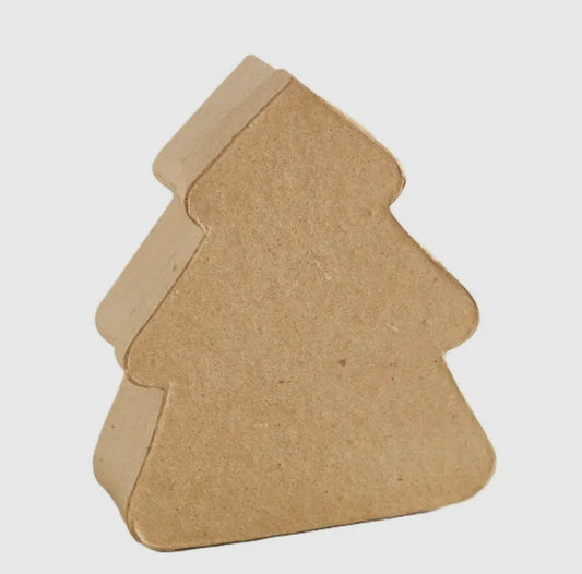 Paper Mache Christmas Tree Box 5.25”x4.25”