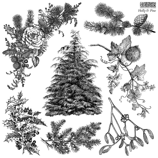 Holly & Pine IOD Stamp