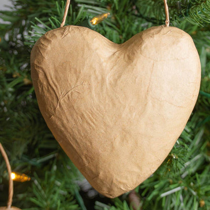 5"  Puffy Paper Mache Heart Ornaments