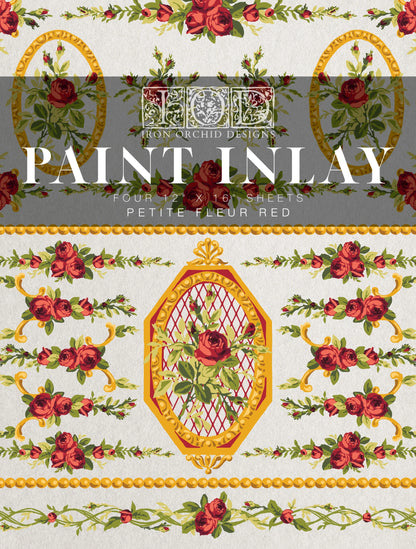 Petite Fleur Red IOD Paint Inlay Pad